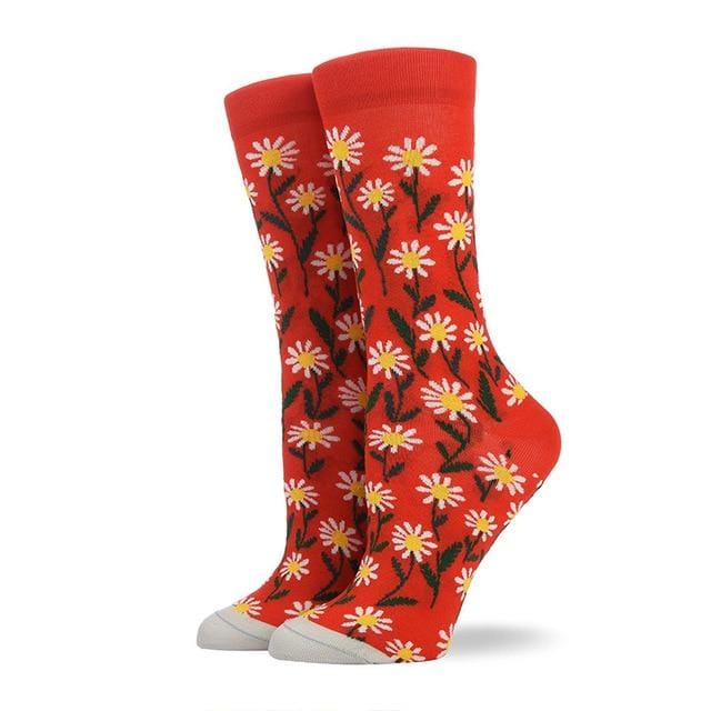 Combed Cotton Women's Socks Harajuku Colorful Cartoon Cute Funny Kawaii Abstract Pattern Socks For Female Christmas Gift