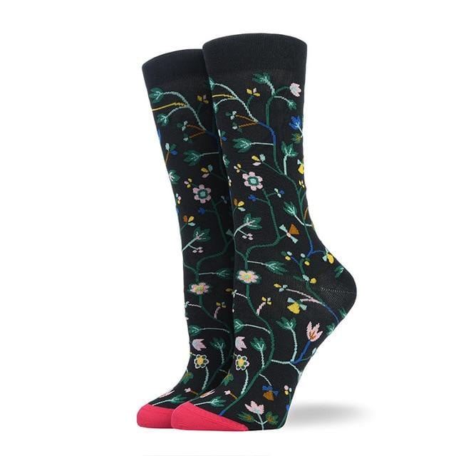 Combed Cotton Women's Socks Harajuku Colorful Cartoon Cute Funny Kawaii Abstract Pattern Socks For Female Christmas Gift
