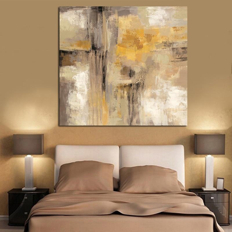 HD Print Yellow Gray Abstract Oil painting on Canvas Scandinavian Art Poster Wall Picture for Living Room Sofa Home Decoration