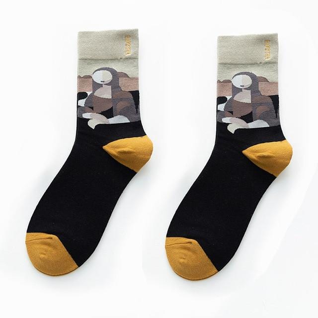 Unisex Painting Style Men Socks 100 Cotton Harajuku Colorful Full Socks Men 1 Pair Gifts Size 35-43