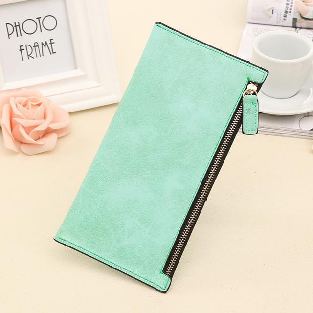 2019 Designer Zipper Women Leather Slim Long Wallet Female Purse Clutch Thin Wristlet Phone Coin Credit Card Holder Solid