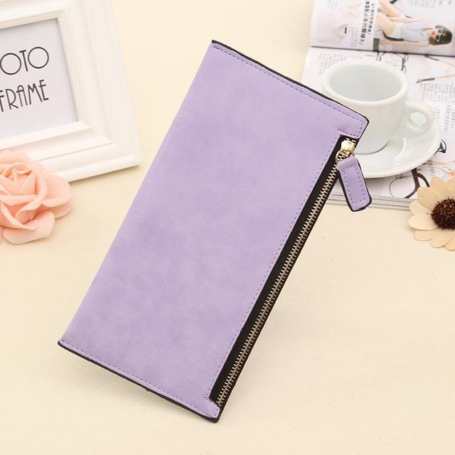 2019 Designer Zipper Women Leather Slim Long Wallet Female Purse Clutch Thin Wristlet Phone Coin Credit Card Holder Solid