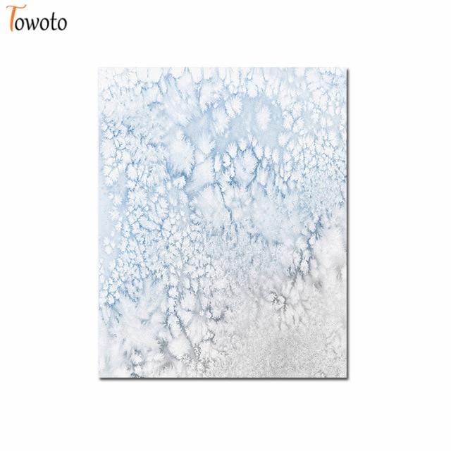 Abstract Canvas Painting Modern Watercolor Print Poster Blue and Gray Wall Art Neutral Wall Pictures for Living Room No Frame