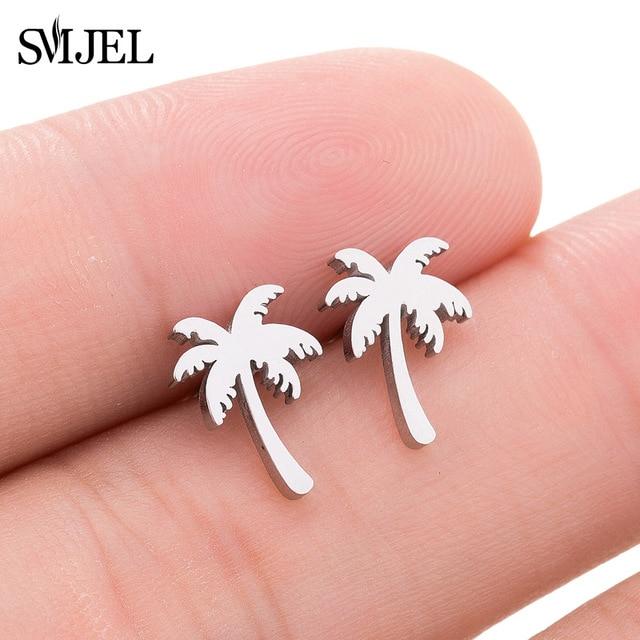 SMJEL Stainless Steel Mickey Stud Earrings for Women Girls Minimalist Fox Cat Hedgehog Earings Jewelry Animal Accessories Gifts