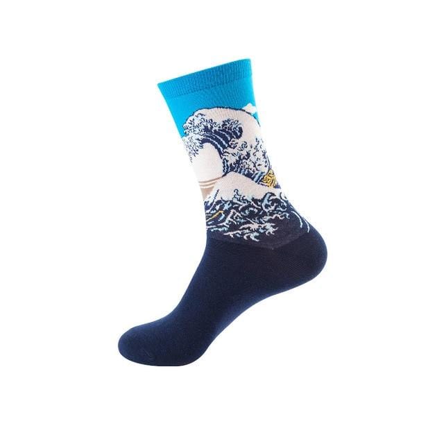 Women Funny Men Sock Shark Cotton Personality Happy Art Van Gogh World Famous Painting Female Socks Oil Socks Christmas gift