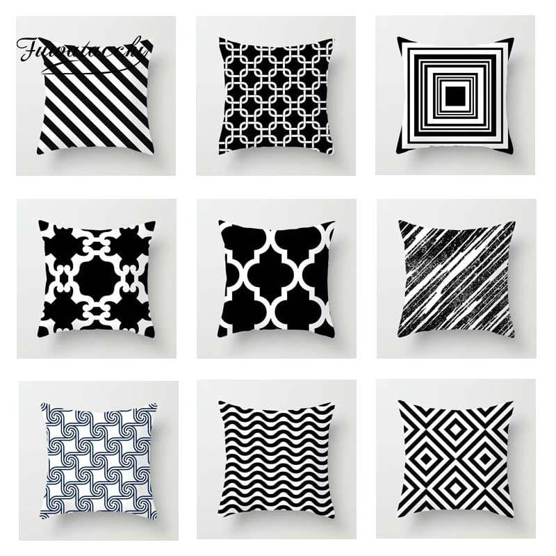 Fuwatacchi Geometric Pattern Cushion Cover Black White Soft Throw Pillow Cover Decorative Sofa Pillow Case Pillowcase Christmas