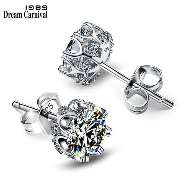 DreamCarnival 1989 Popular Style Sterling Silver 925 High Quality Zircon Stone White Luxury Daily Wear Silver Earrings SE10817R