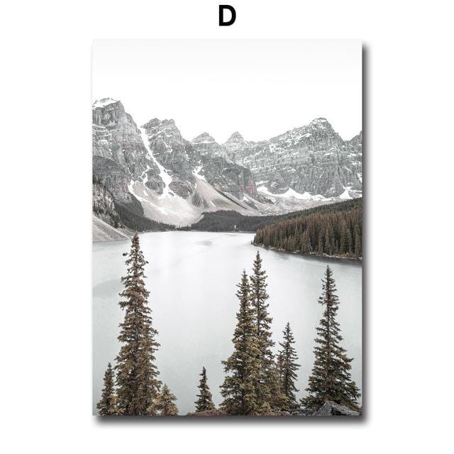 Fog Reef Snow Mountain Lake Pine Forest Wall Art Canvas Painting Nordic Posters And Prints Wall Pictures For Living Room Decor