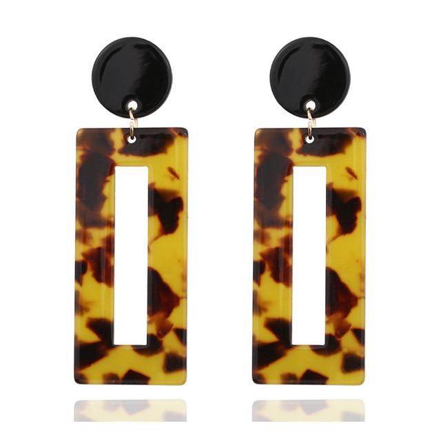 Personality 2019 Trapezoid Large Long Acrylic Acetate Drop Earrings For Women Rectangle Tortoiseshell Earring Za Jewelry