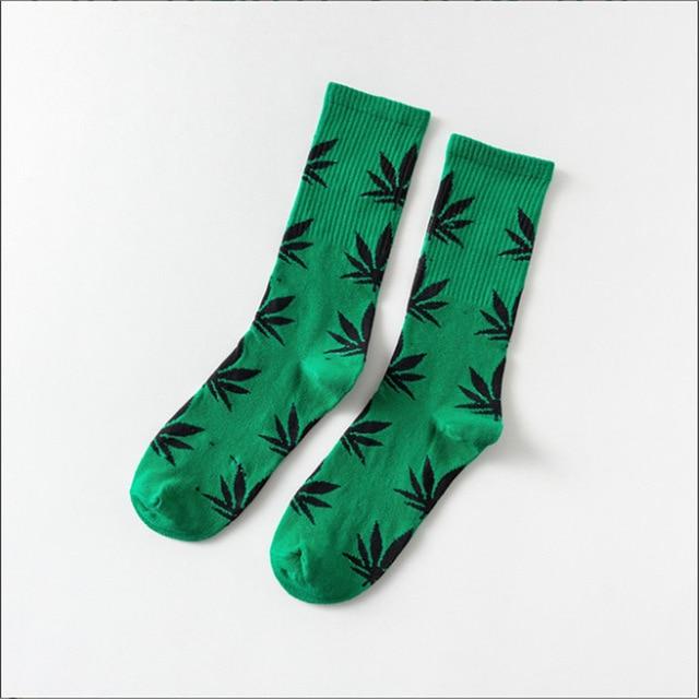 Moda Mulaya Funny Socks Women Comfortable High Quality Cotton Happy Hemp Leaf Maple Casual Long Weed Crew Sock Dress Harajuku