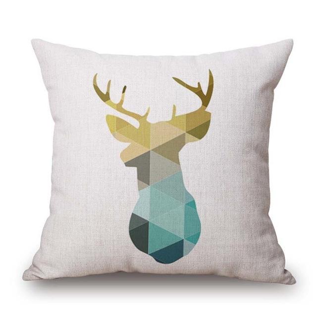 Nordic Geometric Cushion Covers Arrows Deer Elk Sofa Decorative Cushions Pillow Cover 45*45 Linen Beige Pillow Case funda cojín