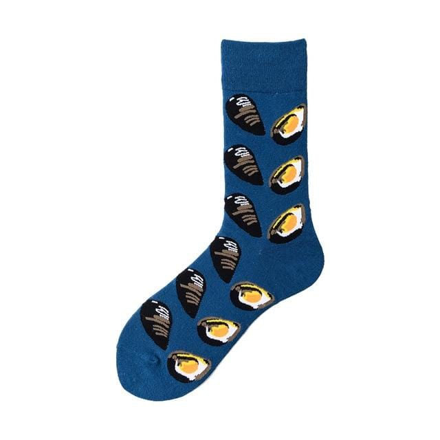 Novelty Happy Funny Men Graphic Socks Combed Cotton Omelette Frog Crazy Burger Salmon Corn Avocado Bird Fish Sock Christmas Gift