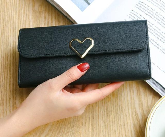 Women Long Wallets Purses Luxury Love Heart Wallets For Ladies Girl Money Pocket Card Holder Female Wallets Phone Clutch Bag