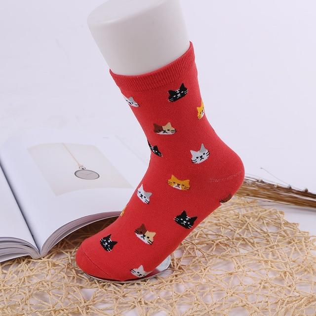 Jeseca 2019 Autumn Women Socks Cartoon Animal Cute Cat Sock for Girls Winter Thick Warm Cotton Sock for Ladies Christmas Gifts