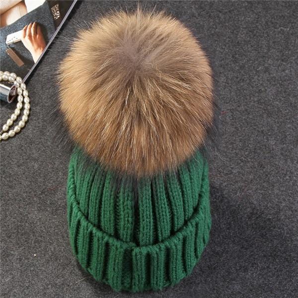 Xthree mink and fox fur ball cap pom poms winter hat for women girl 's hat knitted beanies cap brand new thick female cap