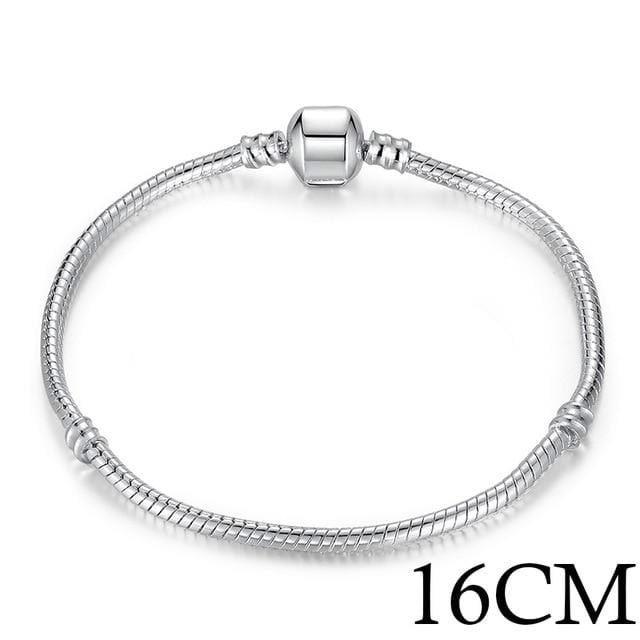 BAMOER 5 Style Silver Color LOVE Snake Chain Bracelet & Bangle 16CM-21CM Pulseras Lobster PA1104