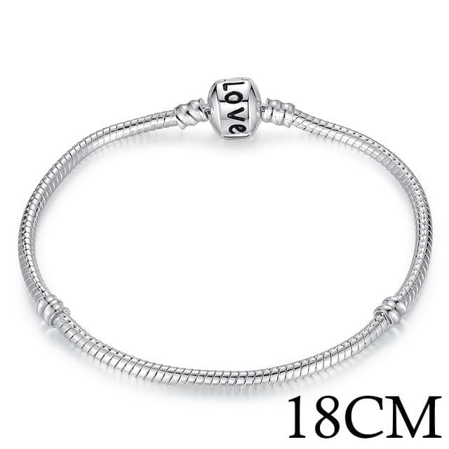 BAMOER 5 Style Silver Color LOVE Snake Chain Bracelet & Bangle 16CM-21CM Pulseras Lobster PA1104