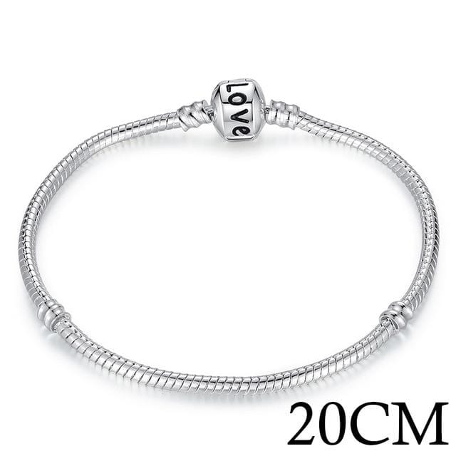 BAMOER 5 Style Silver Color LOVE Snake Chain Bracelet & Bangle 16CM-21CM Pulseras Lobster PA1104