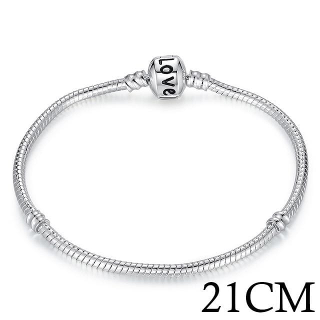 BAMOER 5 Style Silver Color LOVE Snake Chain Bracelet & Bangle 16CM-21CM Pulseras Lobster PA1104