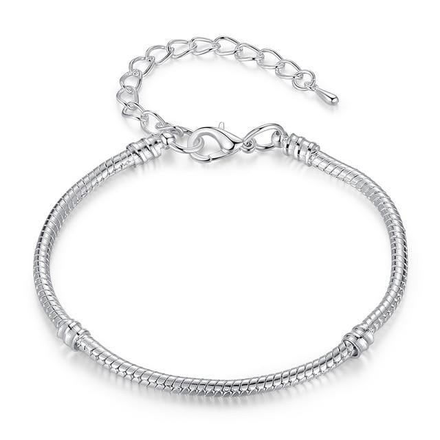 BAMOER 5 Style Silver Color LOVE Snake Chain Bracelet & Bangle 16CM-21CM Pulseras Lobster PA1104