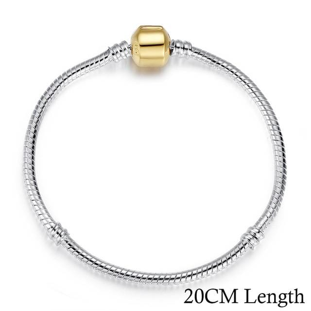 BAMOER 5 Style Silver Color LOVE Snake Chain Bracelet & Bangle 16CM-21CM Pulseras Lobster PA1104