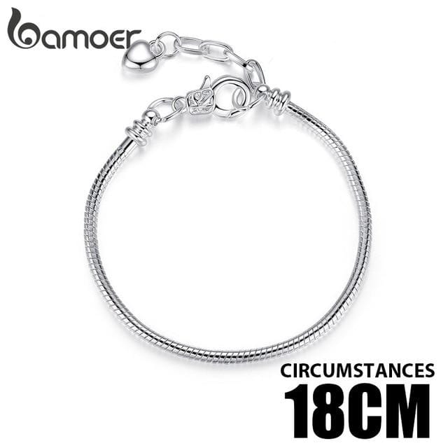 BAMOER 5 Style Silver Color LOVE Snake Chain Bracelet & Bangle 16CM-21CM Pulseras Lobster PA1104