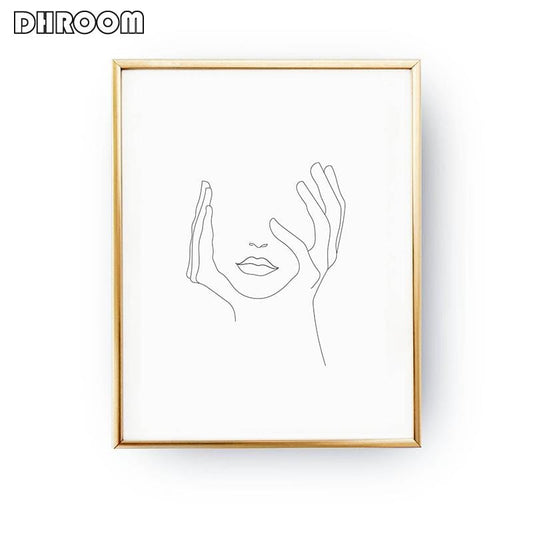 Sketch Wall Art Line Drawing Print Minimalist Simple Fashion Canvas Poster Black White Painting Love Quote Wall Picture Decor