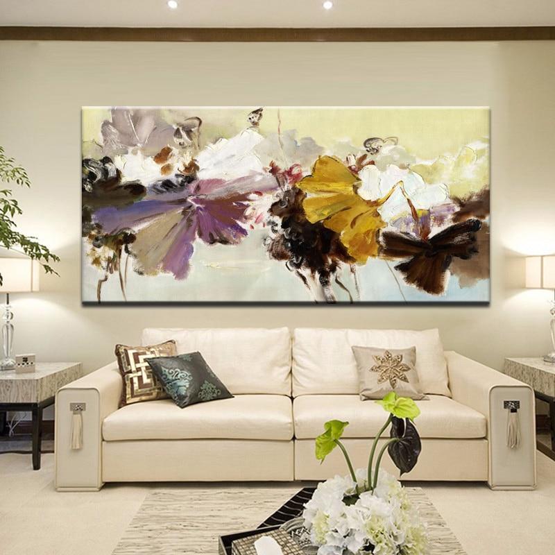 70x140cm - Modern Abstract Canvas Painting Wall Art Poster Hand Painted Flowers Prints on Canvas For Living Room Home Decoration