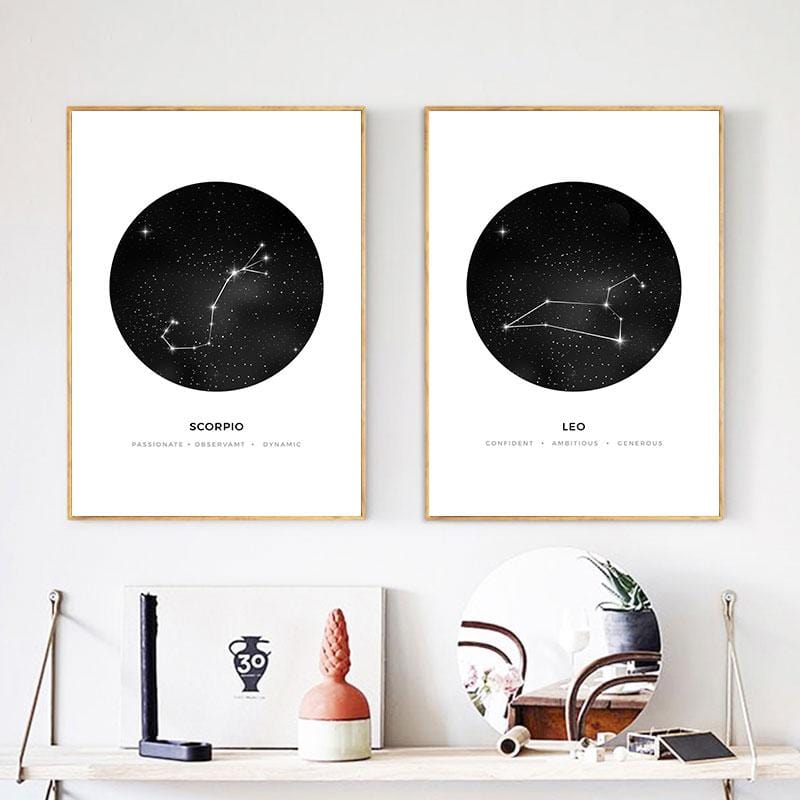 Home Decor Prints Paintings Geometric Minimalist Constellation Astrology Sign Pictures Wall Art Modular Canvas Poster Study