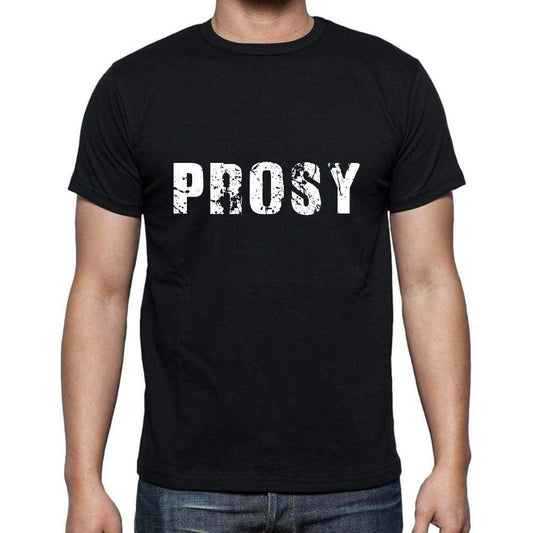Prosy Mens Short Sleeve Round Neck T-Shirt 5 Letters Black Word 00006 - Casual