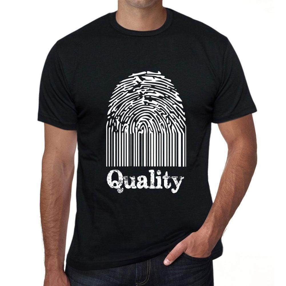 Quality Fingerprint Black Mens Short Sleeve Round Neck T-Shirt Gift T-Shirt 00308 - Black / S - Casual