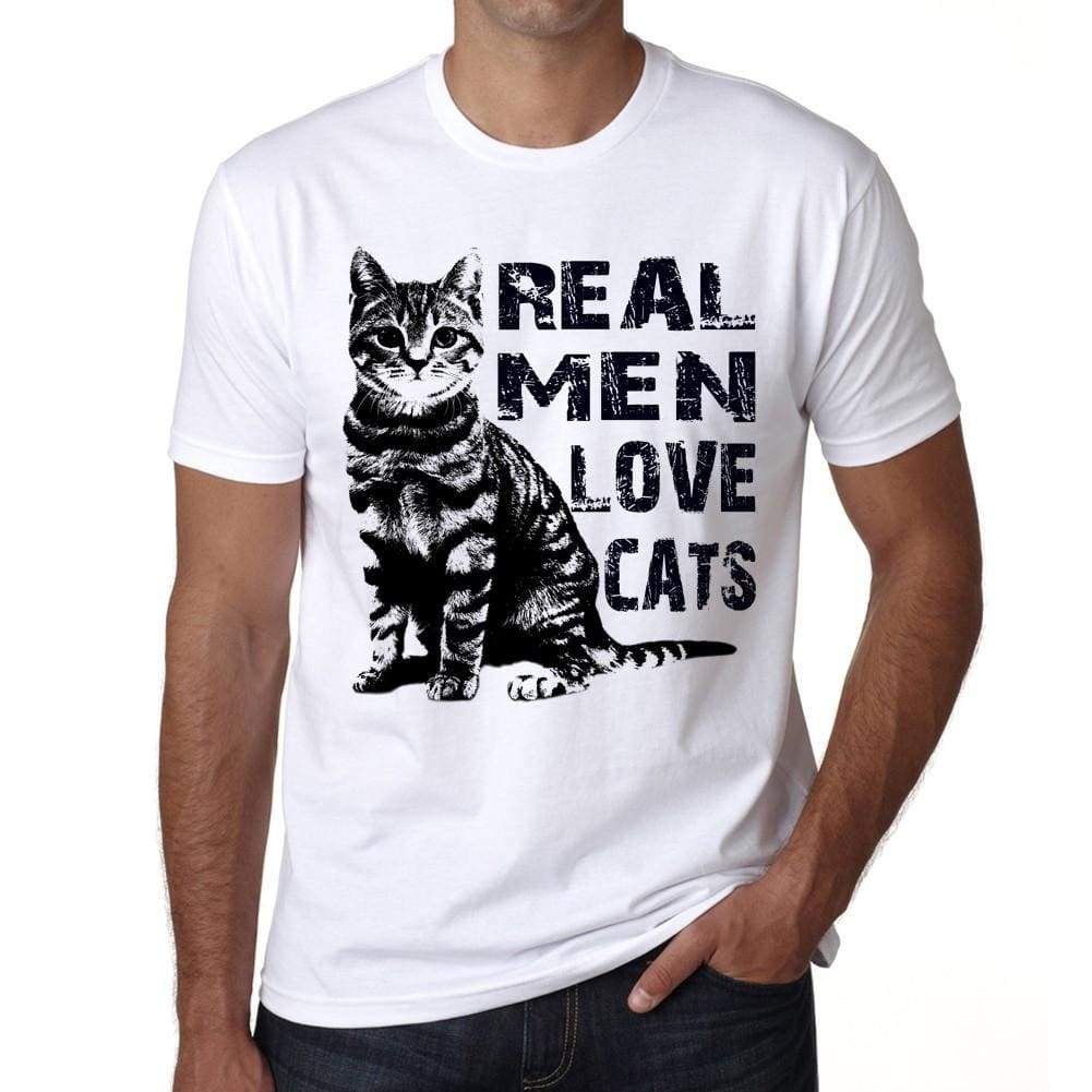 Real Men Love Cats 2 Tshirt Mens Tee White 100% Cotton 00186