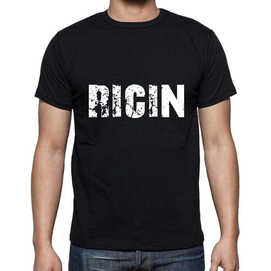 Ricin Mens Short Sleeve Round Neck T-Shirt 5 Letters Black Word 00006 - Casual