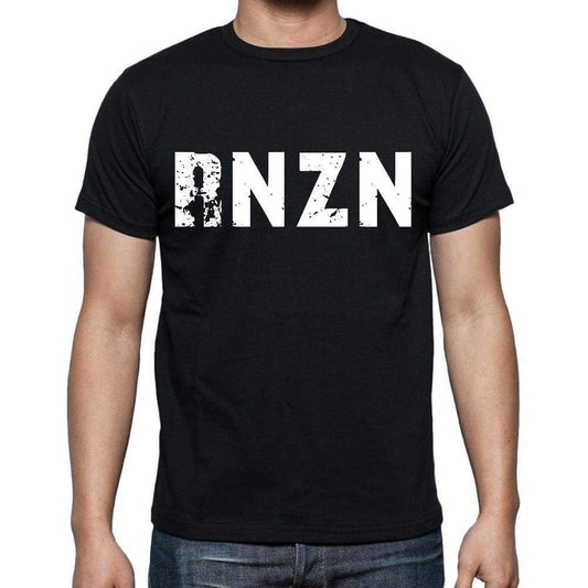 Rnzn Mens Short Sleeve Round Neck T-Shirt 4 Letters Black - Casual