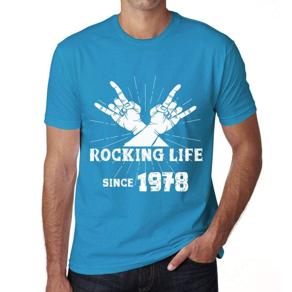 Rocking Life Since 1978 Mens T-Shirt Blue Birthday Gift 00421 - Blue / Xs - Casual