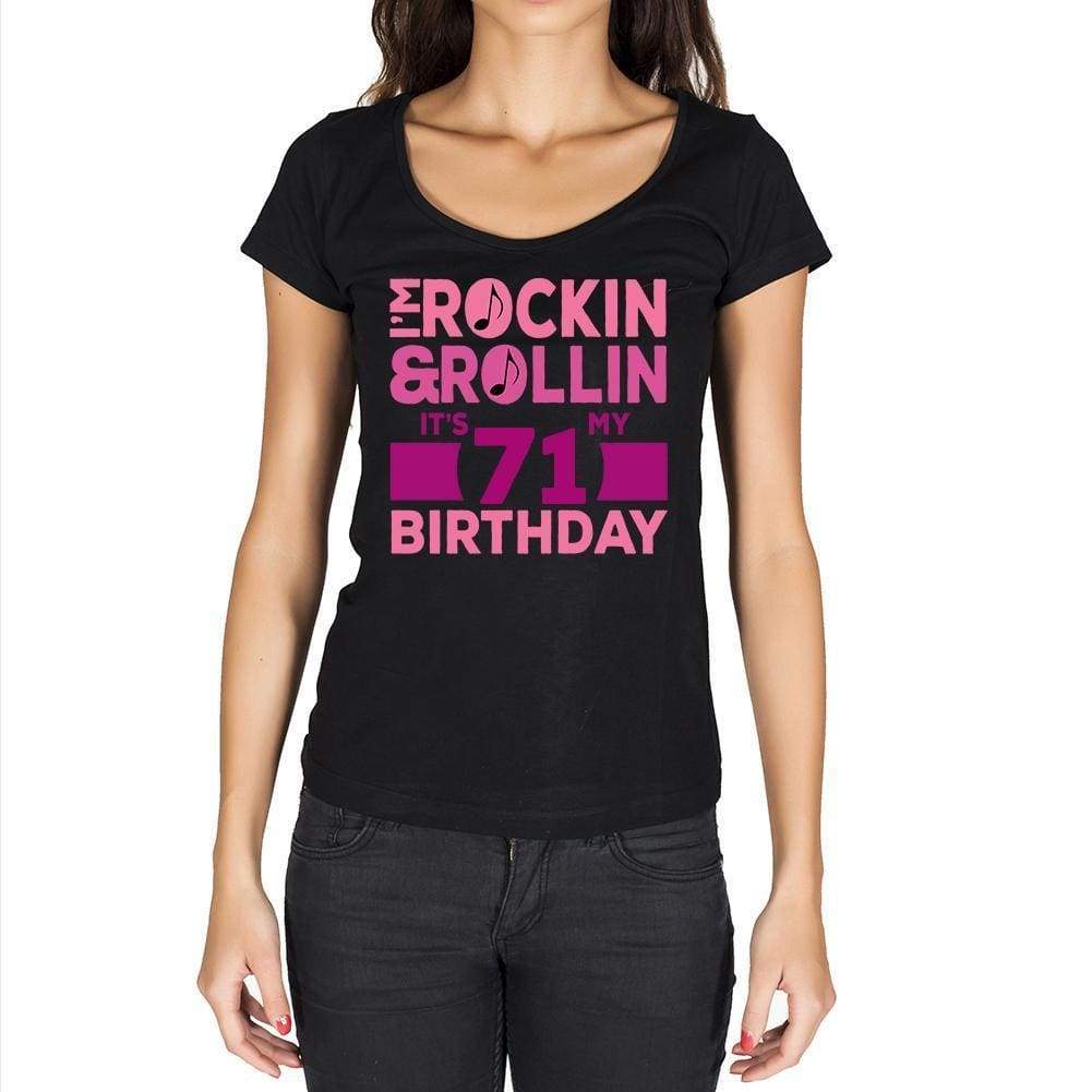 Rockin&rollin 71 Womens Short Sleeve Round Neck T-Shirt 00149 - Black / Xs - Casual