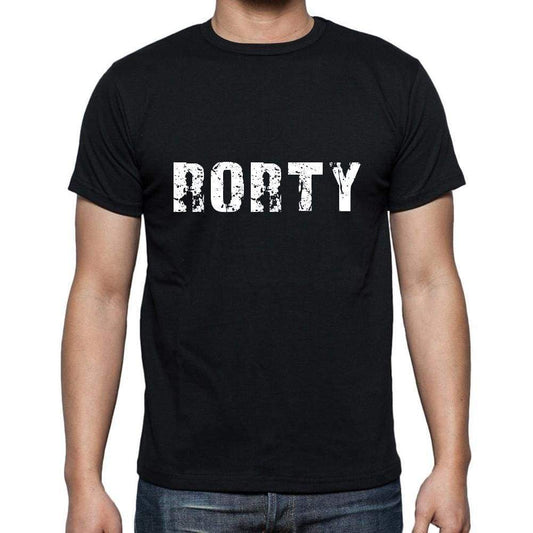 Rorty Mens Short Sleeve Round Neck T-Shirt 5 Letters Black Word 00006 - Casual