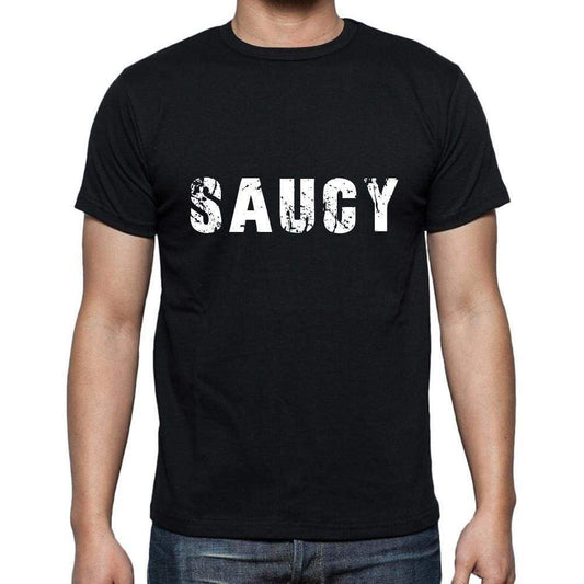 saucy Men's Short Sleeve Round Neck T-shirt , 5 letters Black , word 00006 - Ultrabasic