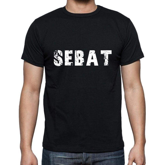 Sebat Mens Short Sleeve Round Neck T-Shirt 5 Letters Black Word 00006 - Casual