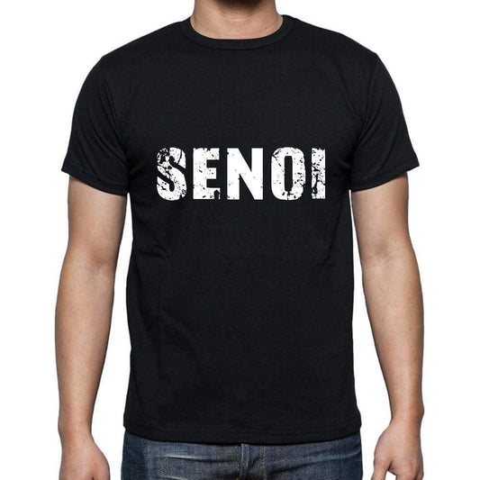Senoi Mens Short Sleeve Round Neck T-Shirt 5 Letters Black Word 00006 - Casual