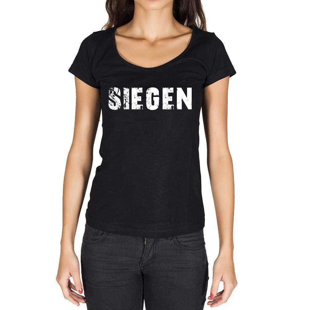 Siegen German Cities Black Womens Short Sleeve Round Neck T-Shirt 00002 - Casual