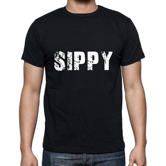 Sippy Mens Short Sleeve Round Neck T-Shirt 5 Letters Black Word 00006 - Casual