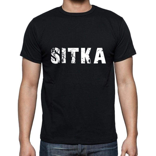 sitka Men's Short Sleeve Round Neck T-shirt , 5 letters Black , word 00006 - Ultrabasic