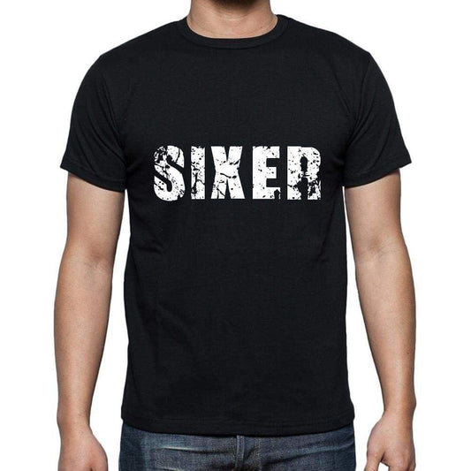 Sixer Mens Short Sleeve Round Neck T-Shirt 5 Letters Black Word 00006 - Casual