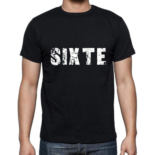 Sixte Mens Short Sleeve Round Neck T-Shirt 5 Letters Black Word 00006 - Casual