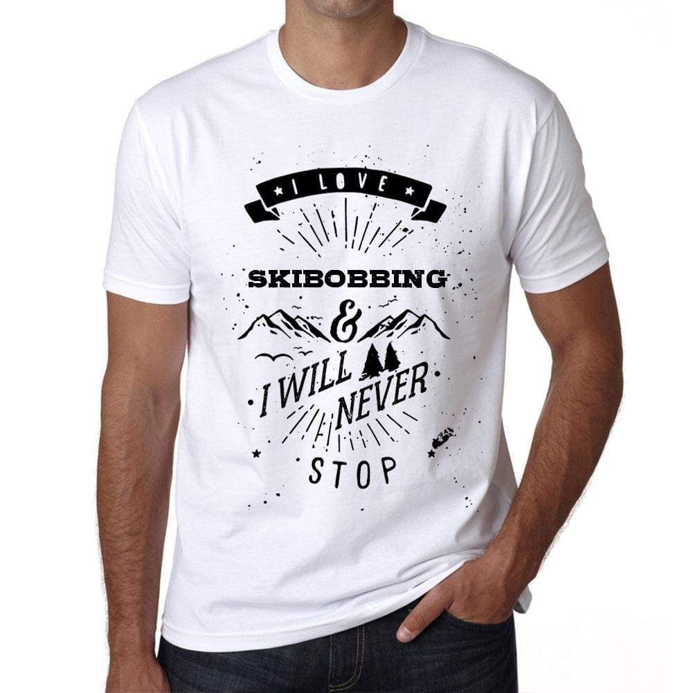 Skibobbing I Love Extreme Sport White Mens Short Sleeve Round Neck T-Shirt 00290 - White / S - Casual