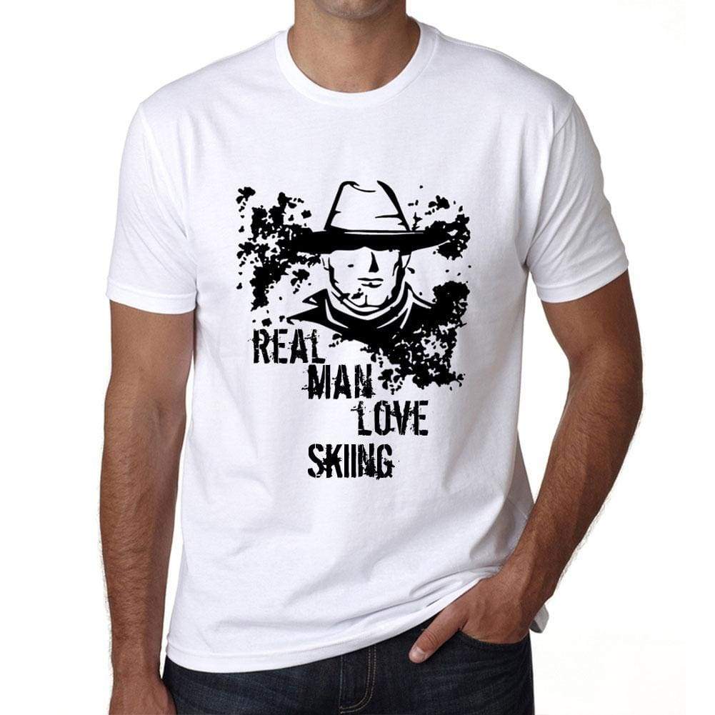 Skiing Real Men Love Skiing Mens T Shirt White Birthday Gift 00539 - White / Xs - Casual