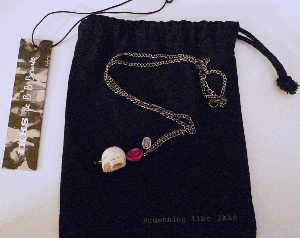 Skull Pink Flower Ikks Brand Necklace - Necklaces