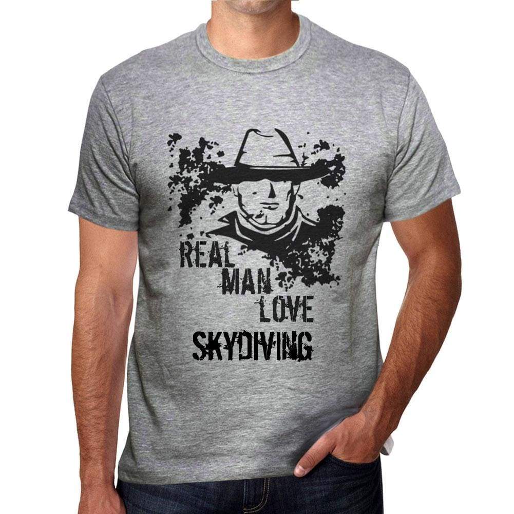 Skydiving Real Men Love Skydiving Mens T Shirt Grey Birthday Gift 00540 - Grey / S - Casual