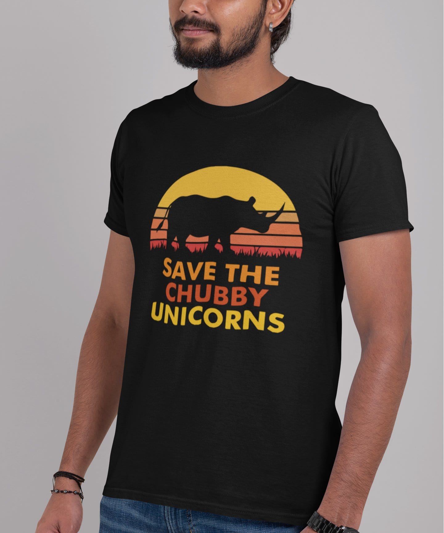 Men's Graphic T-Shirt Save the Chubby Unicorn Deep Black